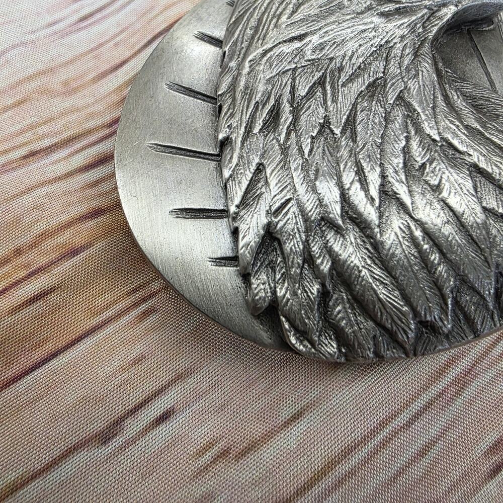 Vintage 1987 Siskiyou Buckle Co Bald Eagle Belt Buckle USA American Bird Steel - Picture 2 of 11